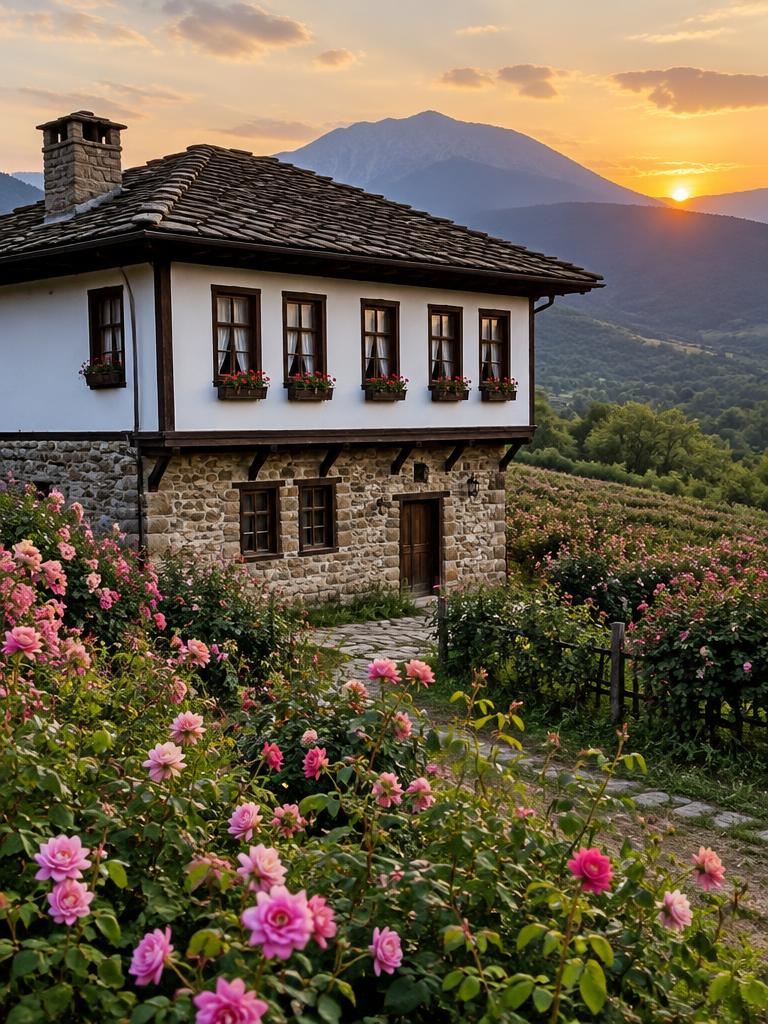 Illustrated countryside of Bulgaria