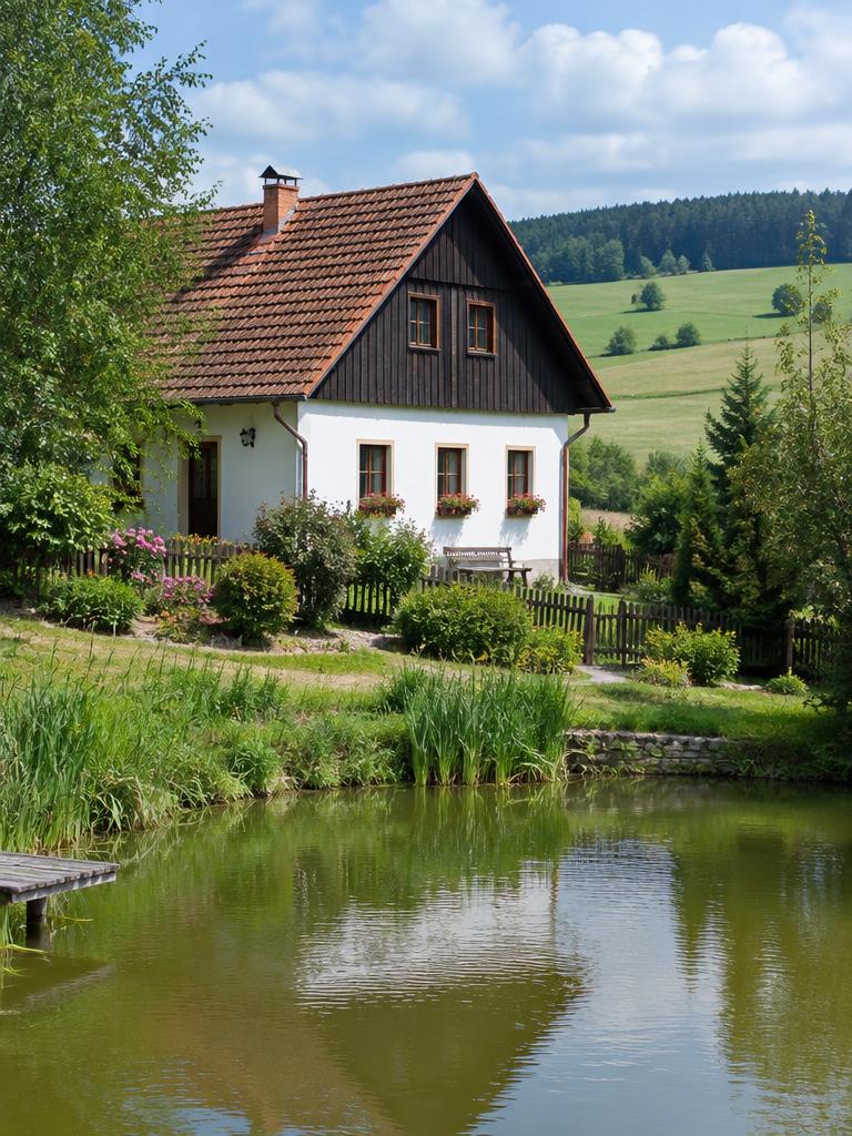 Illustrated countryside of Czechia