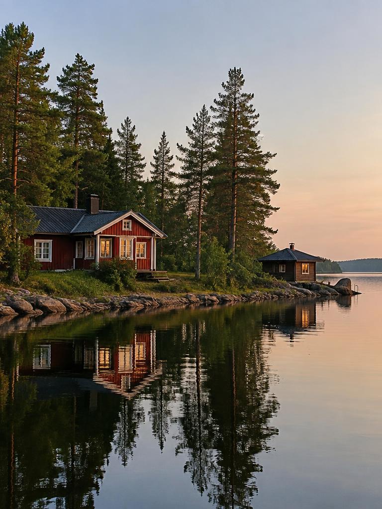 Illustrated countryside of Finland