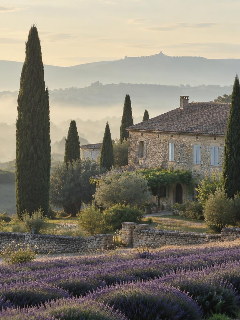 Illustrated countryside of France