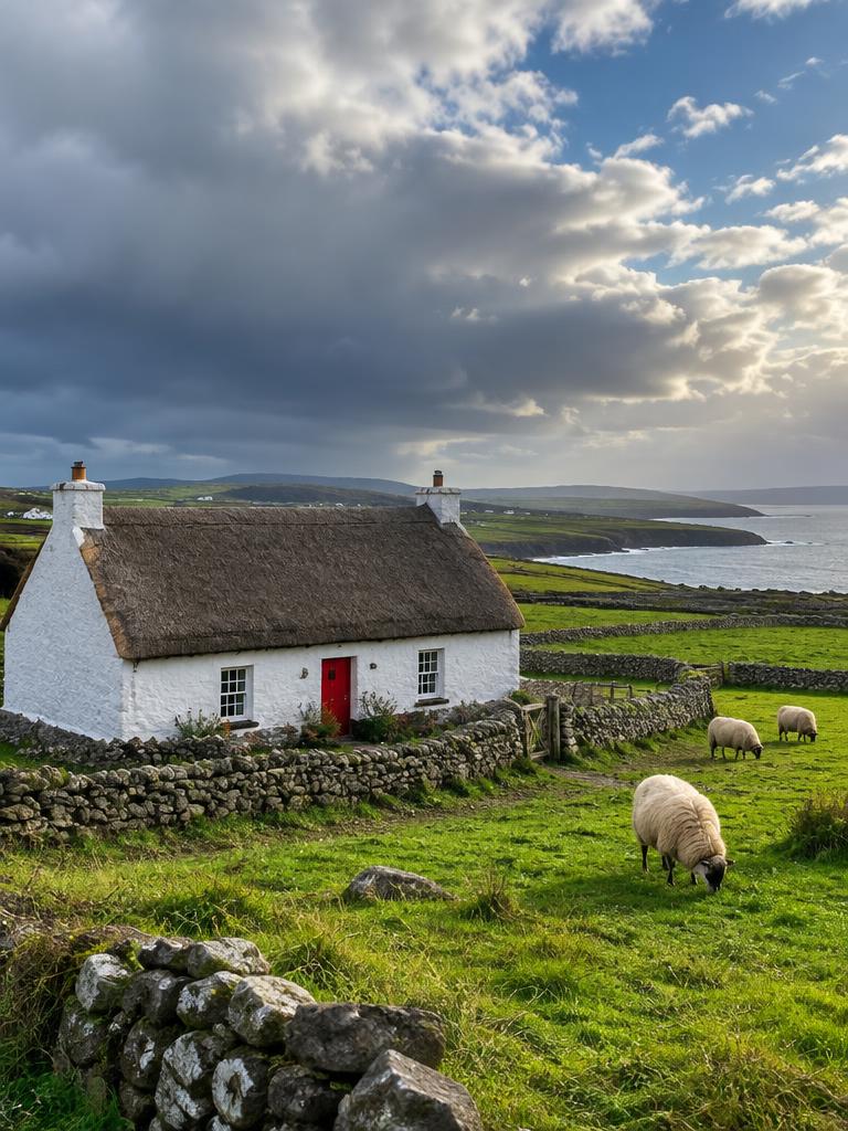 Illustrated countryside of Ireland