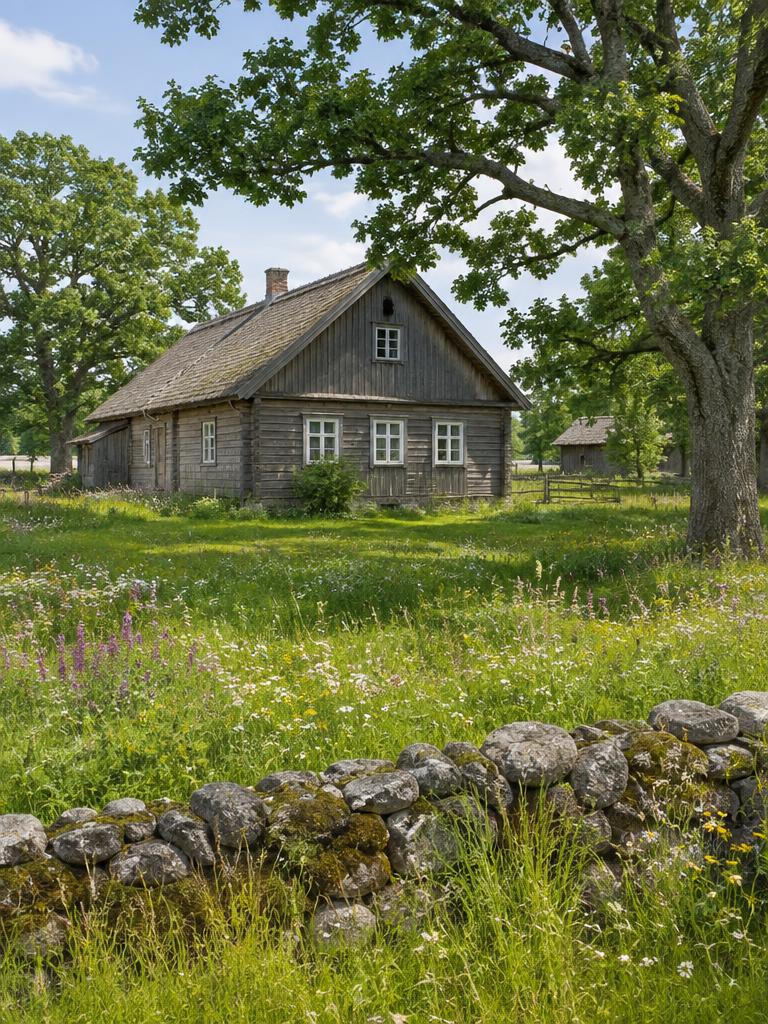 Illustrated countryside of Latvia