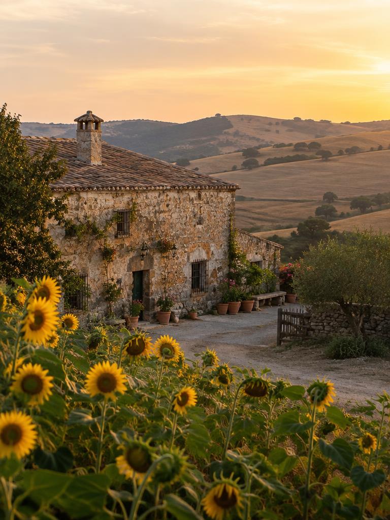 Illustrated countryside of Spain